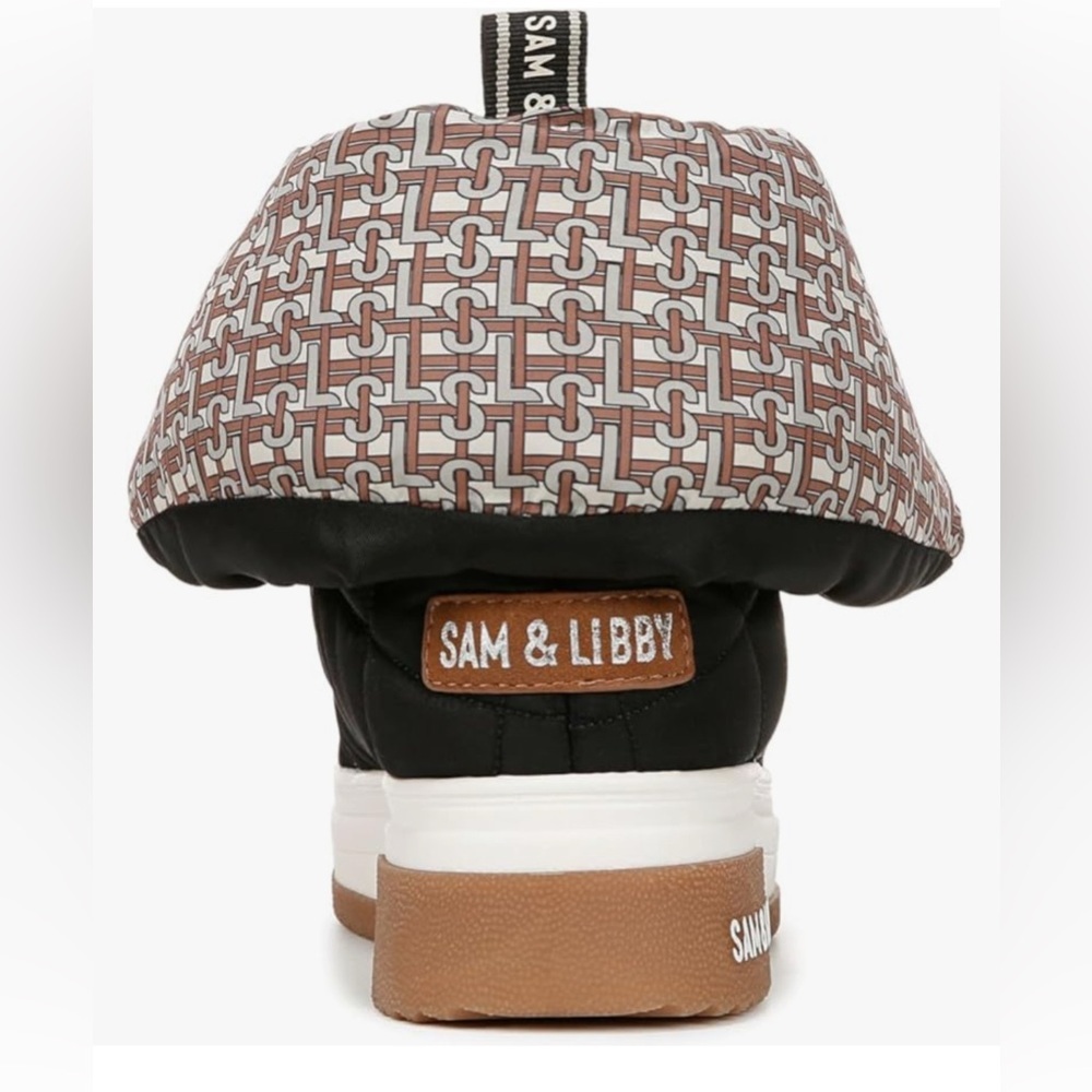 Sam & Libby Cruz Fold Over Puffer Bootie Black and Tan Patterned.NWBox Size 7 - Picture 5 of 8